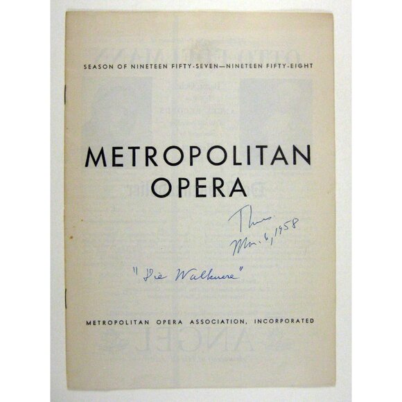 Program 1958 Season Metropolitan Opera Die Walkuere Otto Edelmann Irene Dalis - Picture 1 of 7